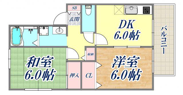 セゾン東須磨(2DK/2階)の間取り写真