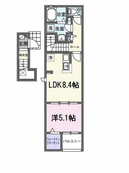 西条町御薗宇アパートA(1LDK/2階)の間取り写真