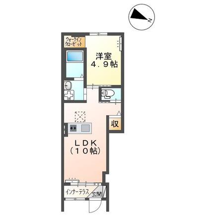 ロマン D棟(1LDK/1階)の間取り写真
