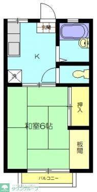 パナハイツ石井B(1K/2階)の間取り写真