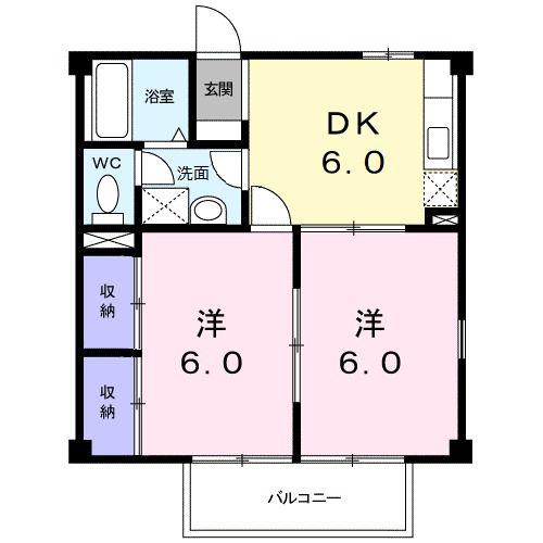 神栄コーポ(2DK/2階)の間取り写真