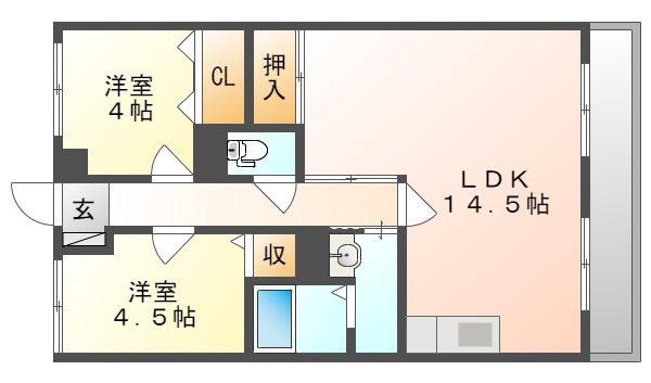 グランメゾン福成(2LDK/6階)の間取り写真