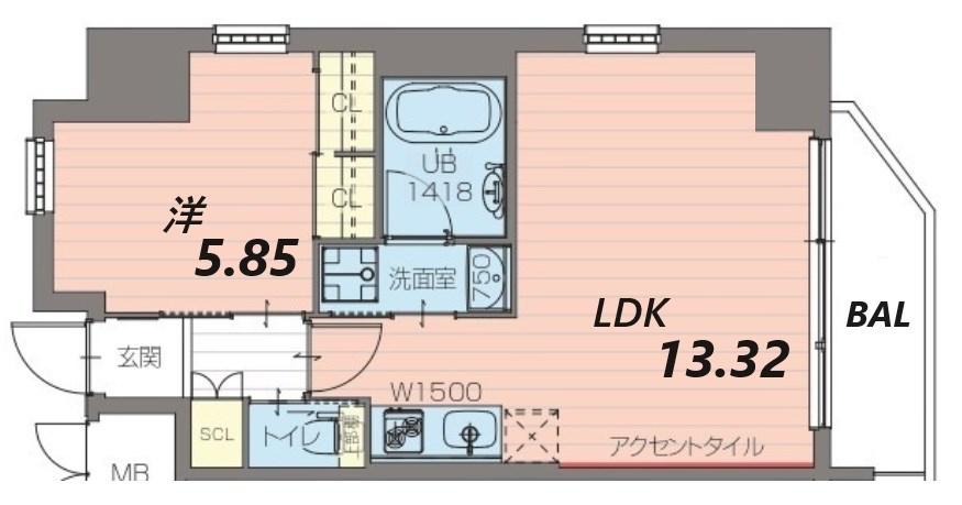プレジオ日暮通(1LDK/13階)の間取り写真