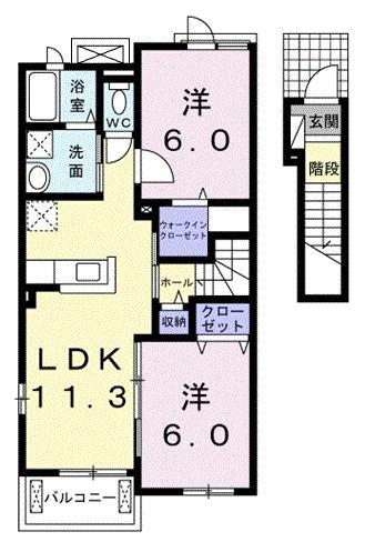 アルモニーII(2LDK/2階)の間取り写真