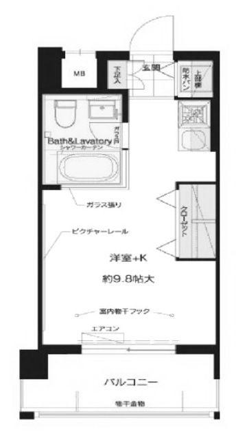 エフ・パルク高宮(ワンルーム/10階)の間取り写真