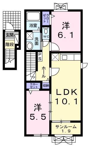 プログレスB(2LDK/2階)の間取り写真