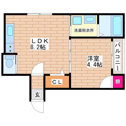 プランドール巽北(1LDK/2階)の間取り写真