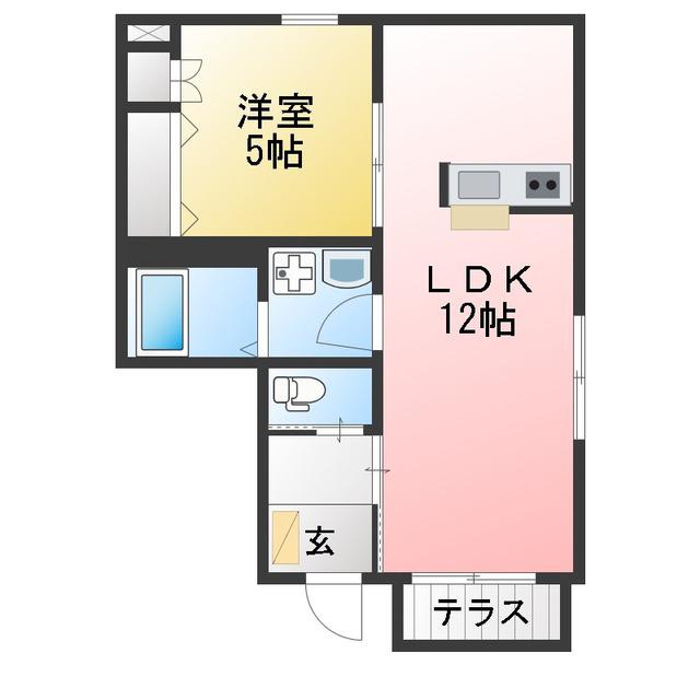 メゾンティアラ(1LDK/1階)の間取り写真