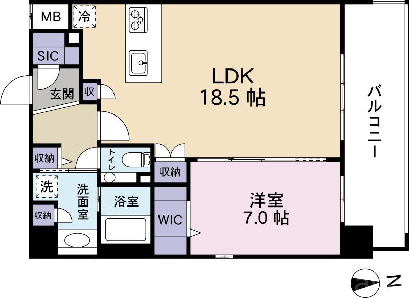 S-RESIDENCE大手門AWESOME(1LDK/8階)の間取り写真