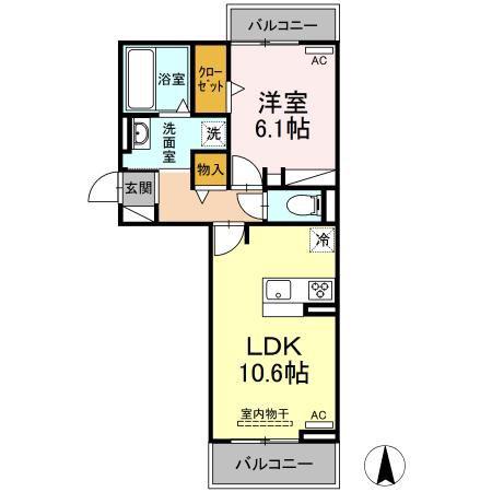 アヴァン(1LDK/3階)の間取り写真