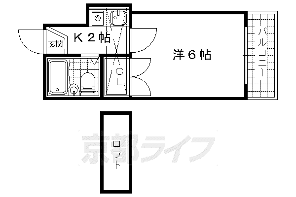 山科第3(1K/2階)の間取り写真