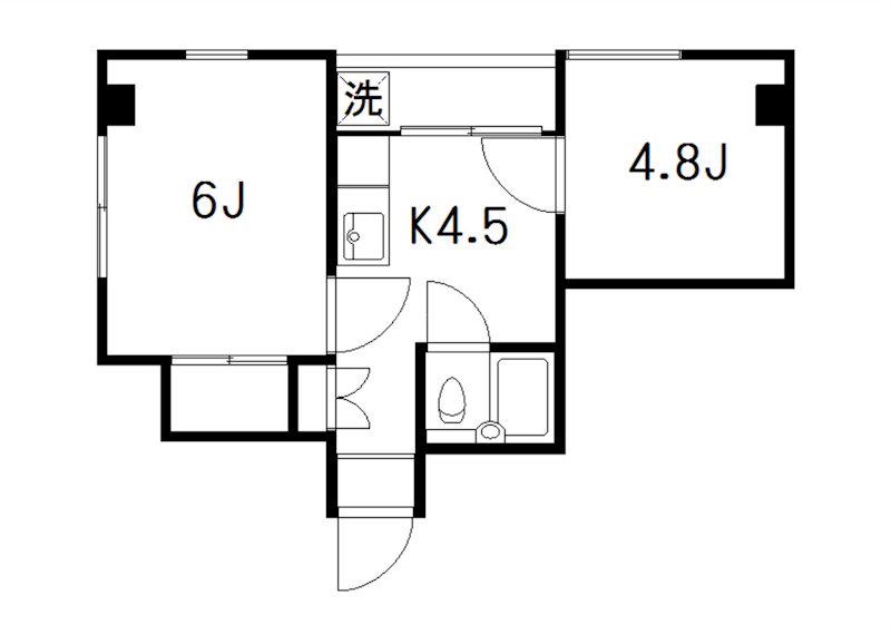 田園調布パインマンションB館(2K/3階)の間取り写真
