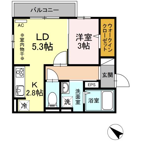 カルミア(1LDK/1階)の間取り写真