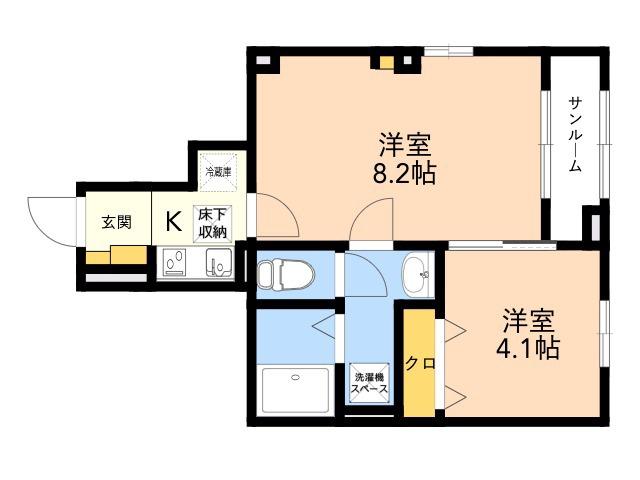 ベルフラワー大野城Ⅱ(2K/1階)の間取り写真