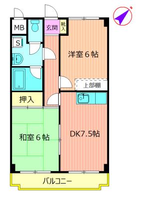 パストラル小山(2DK/3階)の間取り写真