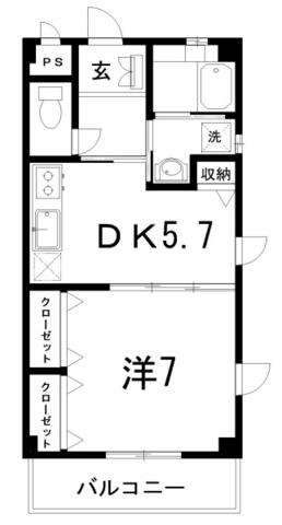 ジョージプレイス(1DK/3階)の間取り写真