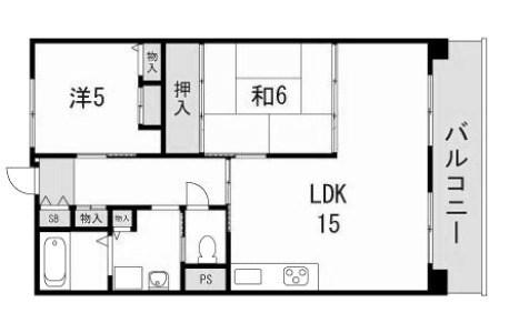 南多聞台第42号棟(2LDK/4階)の間取り写真