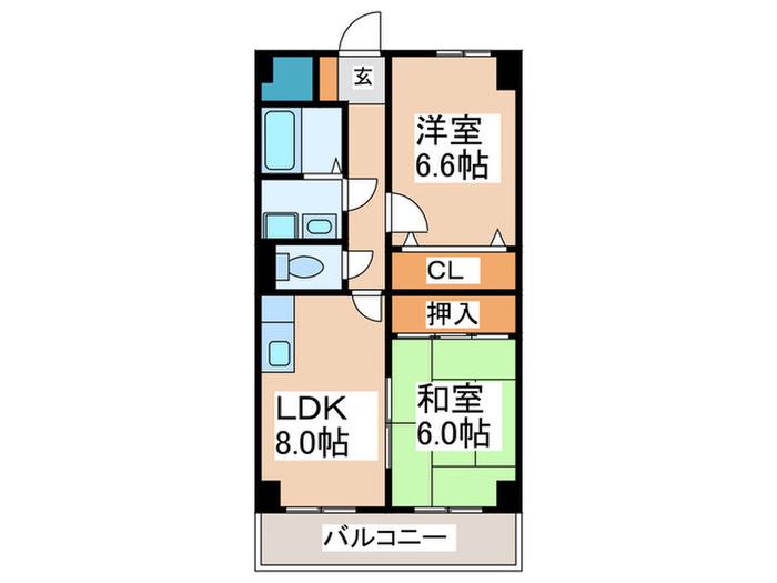 福本ハ-バ-ビュースクウェア(2LDK/5階)の間取り写真