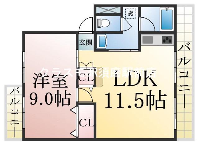 白川台農住I棟(1LDK/4階)の間取り写真