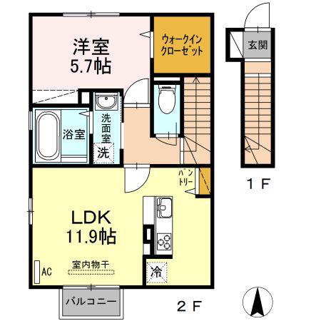 D-ROOMエクセル(1LDK/2階)の間取り写真