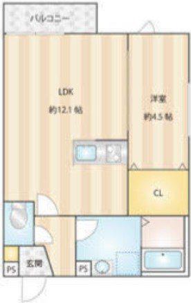 セレーナ飯塚III(1LDK/2階)の間取り写真
