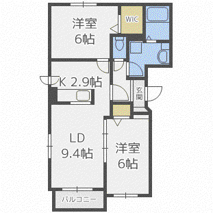 チアフル メゾン(2LDK/1階)の間取り写真