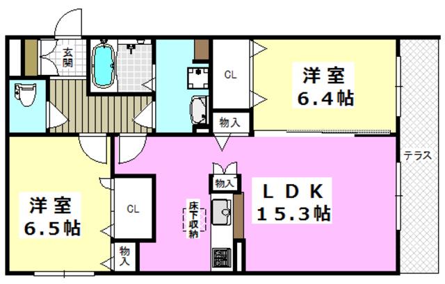 ALBA PRIMO 星見町(2LDK/1階)の間取り写真