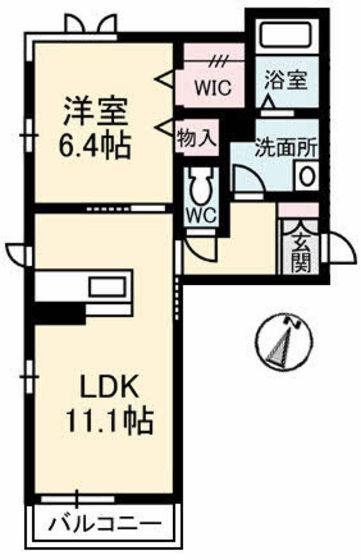 ソレイユコート新保(1LDK/3階)の間取り写真