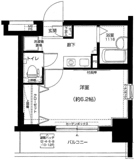 メインステージ門前仲町(1K/7階)の間取り写真