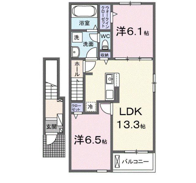 パラディ 久山弐番館(2LDK/2階)の間取り写真