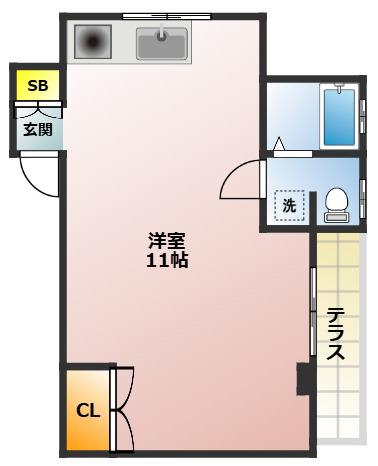 タナカハイツ(ワンルーム/1階)の間取り写真