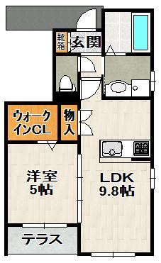 エルピーダ ELPIDA(1LDK/1階)の間取り写真
