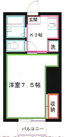 コーポビリジアンB(1K/1階)の間取り写真