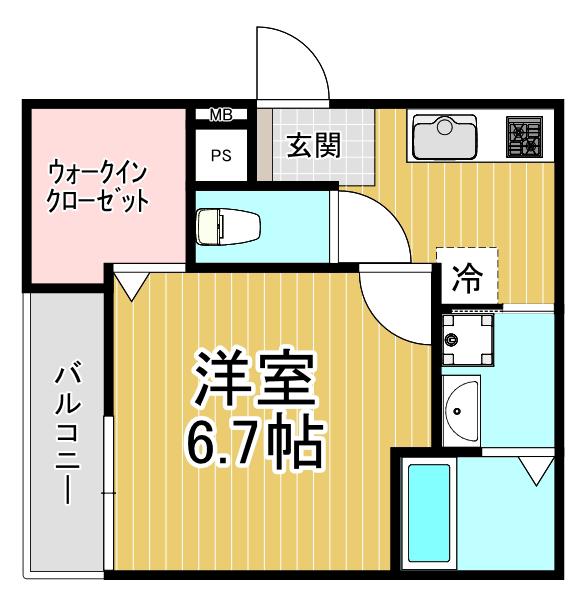 フジパレス甲東園2番館(1LDK/1階)の間取り写真