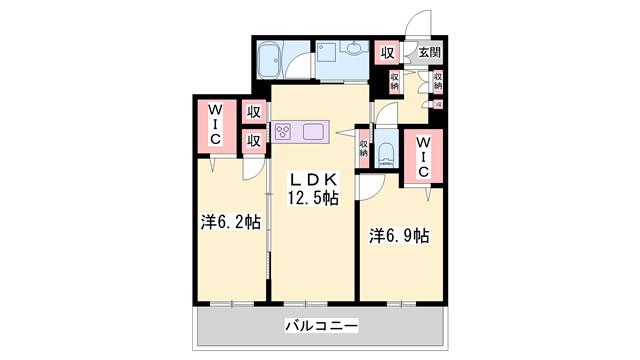 SEASIDE HOUSE(2LDK/2階)の間取り写真