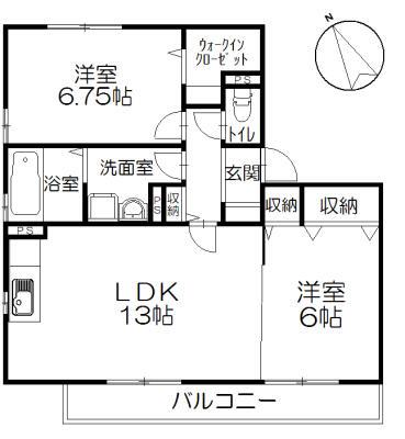 イーストピーク12(2LDK/2階)の間取り写真