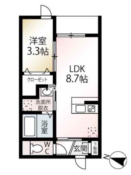 スペリオーレ二日市(1LDK/2階)の間取り写真