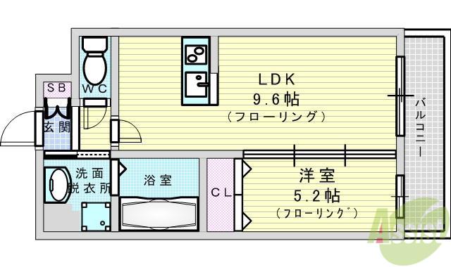 ディームス江坂(1LDK/13階)の間取り写真