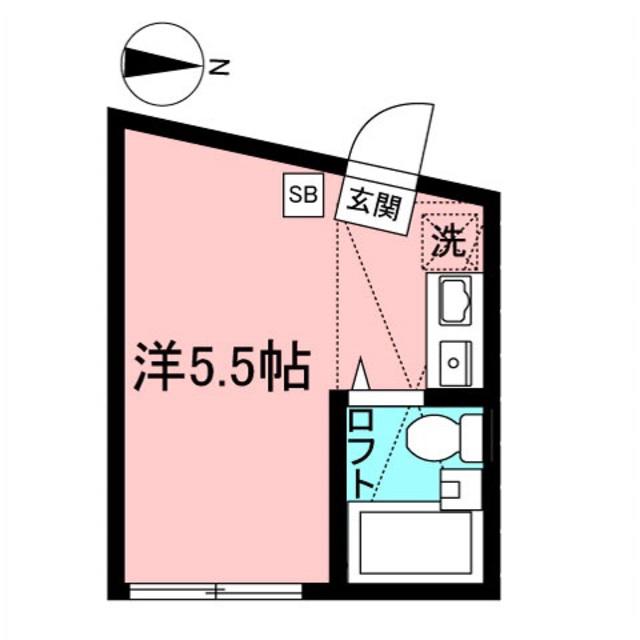 ピュアハウス白楽一番館(ワンルーム/2階)の間取り写真