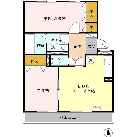 ルナ ジュイエ(2LDK/3階)の間取り写真