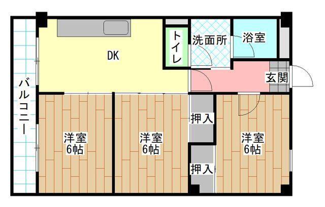 高峰グリーンマンション(3DK/1階)の間取り写真