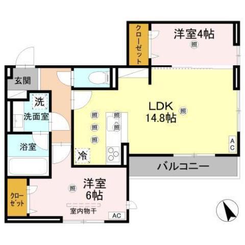 D-RESIDENCE川口3丁目W(2LDK/1階)の間取り写真