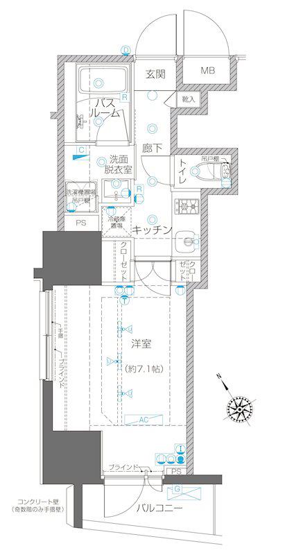ZOOM川崎イースト(1K/6階)の間取り写真