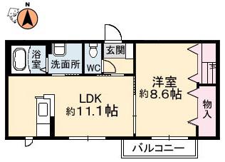 沖洲 清流荘 2(1LDK/2階)の間取り写真