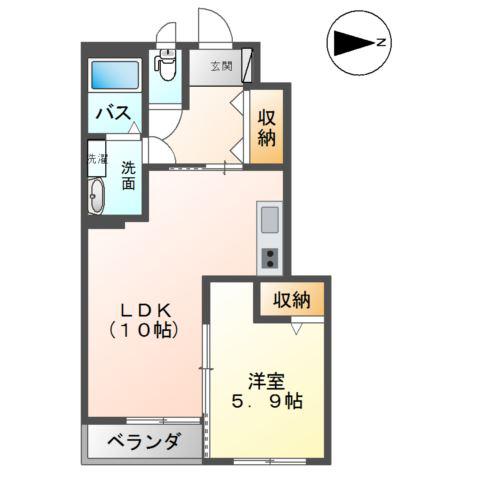 ウィスターリア(1LDK/1階)の間取り写真