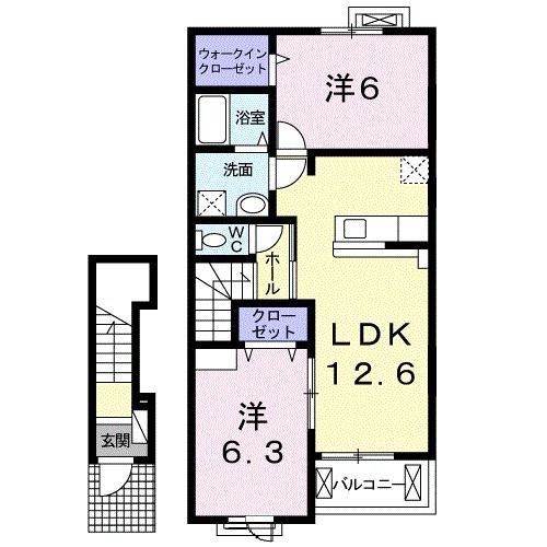 H・CANTIK VI(2LDK/2階)の間取り写真
