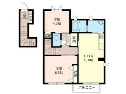 チェリーフォレストB(2LDK/2階)の間取り写真