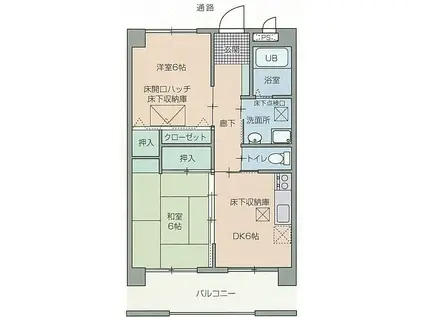 ルネス須賀川(2DK/3階)の間取り写真