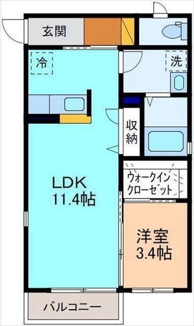 カカゲテーヤA(1LDK/1階)の間取り写真