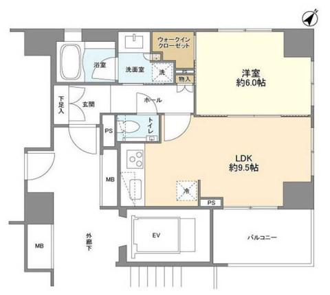 クオリア文京根津(1LDK/8階)の間取り写真